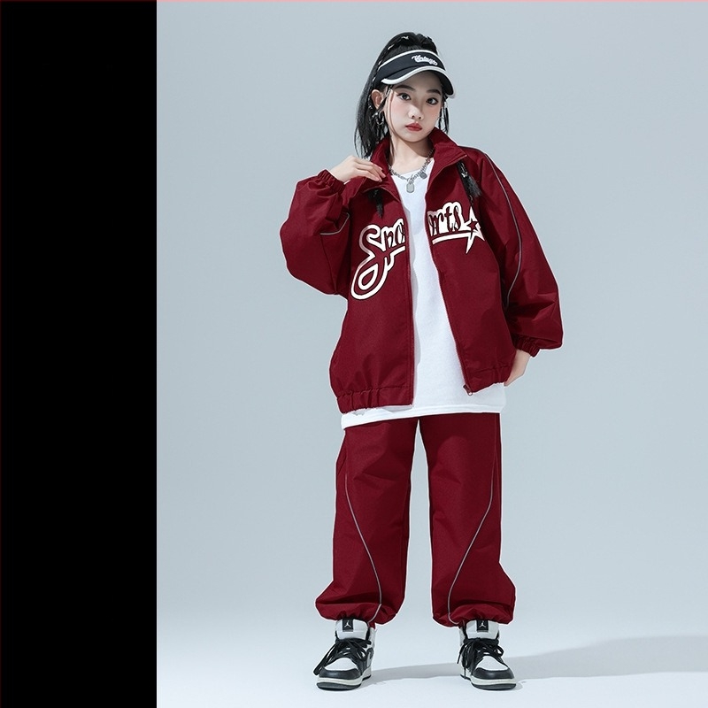 Gyerekeknek készült hip-hop tánc kostümkészlet, hosszú ujjú, 80% pamut nylon keverék, 2025 tavasz, 8 év feletti gyermekeknek