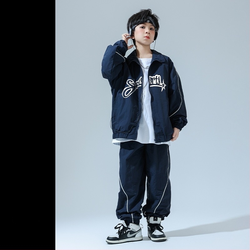 Gyerekeknek készült hip-hop tánc kostümkészlet, hosszú ujjú, 80% pamut nylon keverék, 2025 tavasz, 8 év feletti gyermekeknek