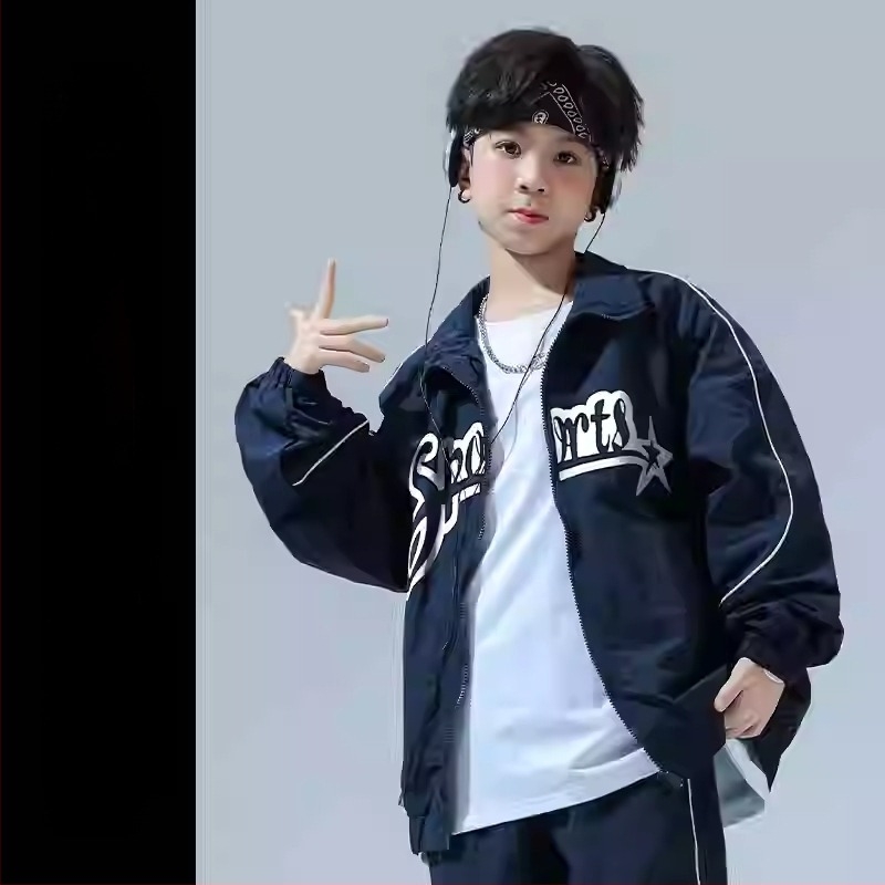 Gyerekeknek készült hip-hop tánc kostümkészlet, hosszú ujjú, 80% pamut nylon keverék, 2025 tavasz, 8 év feletti gyermekeknek
