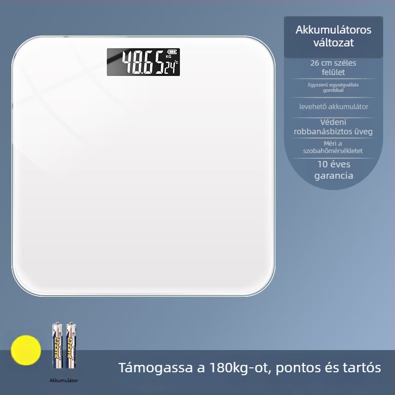 Testzsírszint mérő elektronikus mérleg – felnőtteknek; általános használat; maximális terhelhetőség: 1; energiaellátás: részletek