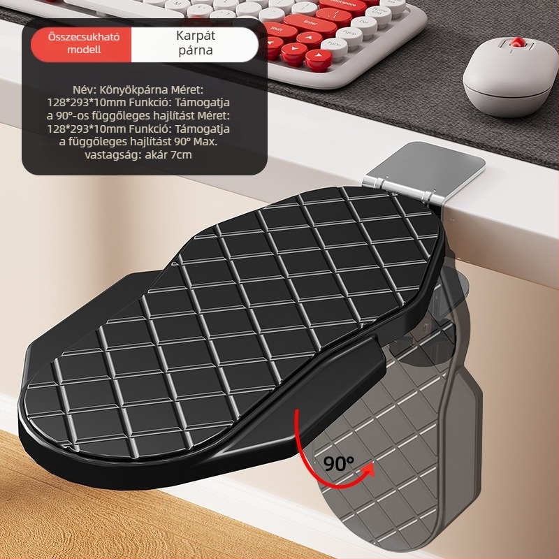 Irodai könyöktámasz — forgatható kartámasz, szilikon és textil, csúszásmentes, könnyen tisztítható