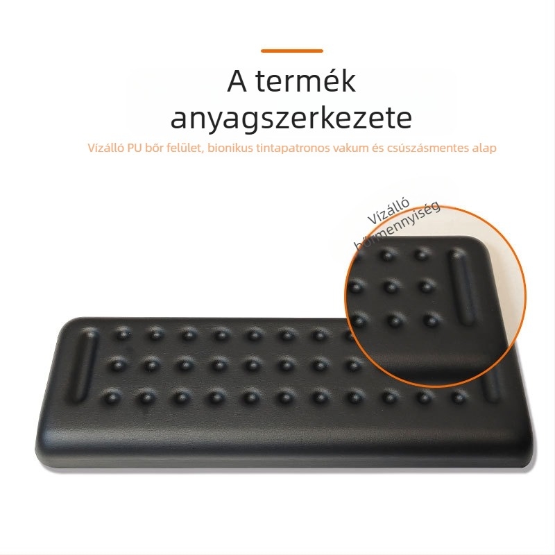 L-alakú asztali élhez illeszkedő bőrtámaszos egérpad, csuklótámasz, egy darabos dizájn, csúszásmentes