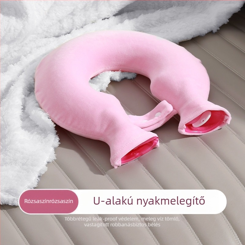 U-alakú melegvizes tasak nyakhoz és vállhoz, PVC anyag, vízzel töltött, hideg és meleg használat
