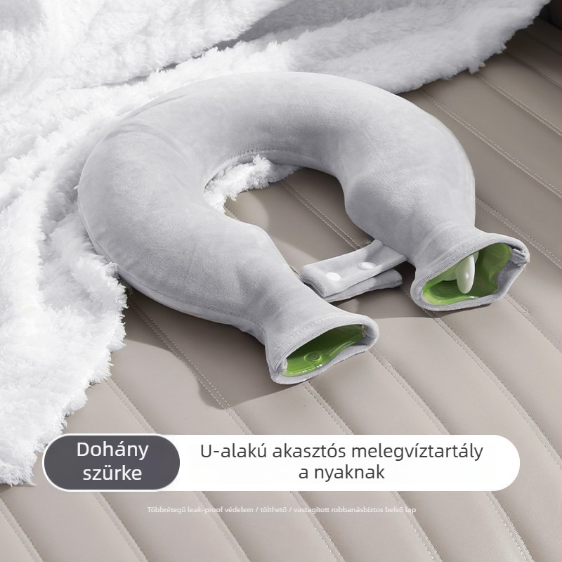 U-alakú melegvizes tasak nyakhoz és vállhoz, PVC anyag, vízzel töltött, hideg és meleg használat