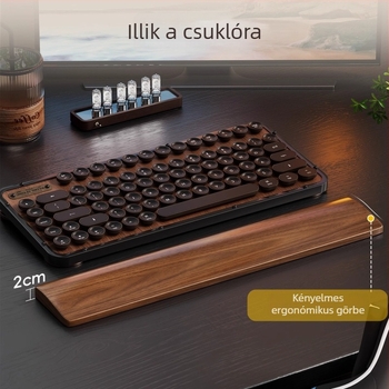 Masszívfa billentyűzet-kéztámasz, anyaga: ebony, fa tál modell, vízálló, csúszásmentes, kopásálló.
