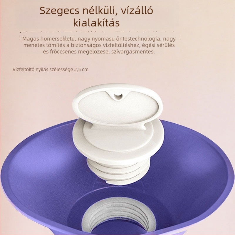 Vízfeltöltésű melegvizes palack, nagy kapacitású az ágy és a lábak melegítéséhez, fűtés víz befecskendezésével, márka Little Black Horse, anyag nagy sűrűségű PVC, tömeg 350 g