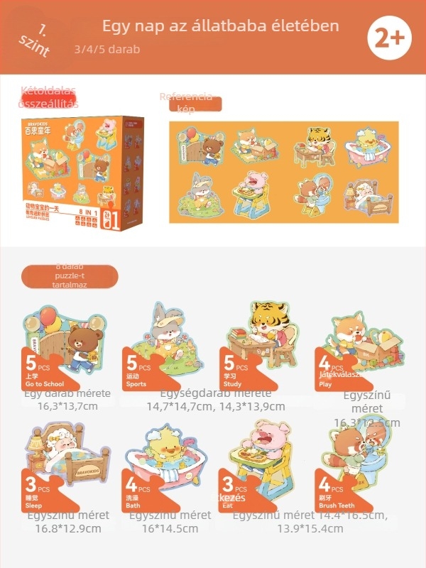Bravokids 3D puzzle gyerekeknek, 4–6 éveseknek, műanyag, közepes nehézség