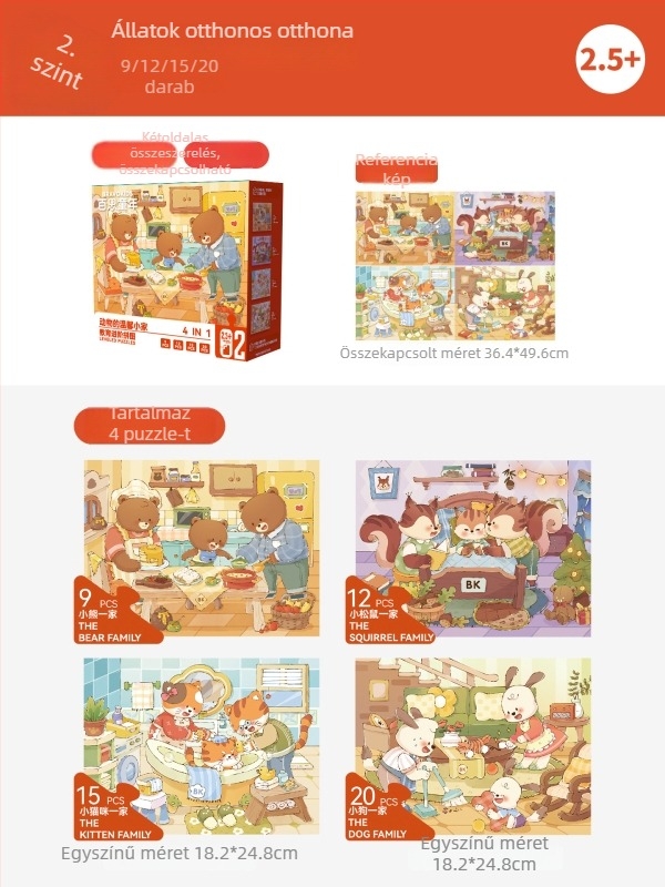 Bravokids 3D puzzle gyerekeknek, 4–6 éveseknek, műanyag, közepes nehézség