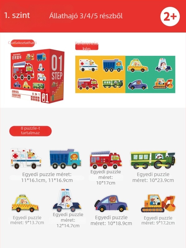 Bravokids 3D puzzle gyerekeknek, 4–6 éveseknek, műanyag, közepes nehézség