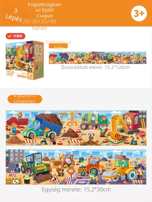 Bravokids 3D puzzle gyerekeknek, 4–6 éveseknek, műanyag, közepes nehézség