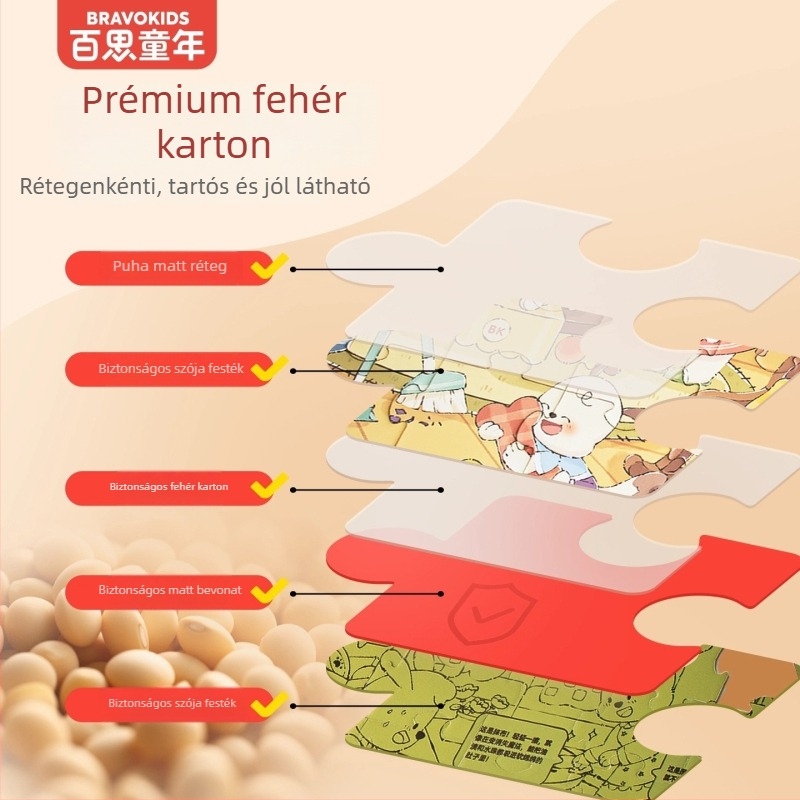 Bravokids 3D puzzle gyerekeknek, 4–6 éveseknek, műanyag, közepes nehézség