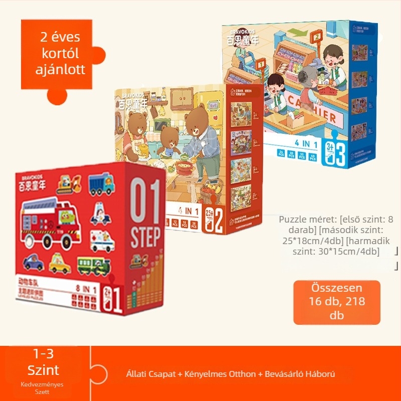 Bravokids 3D puzzle gyerekeknek, 4–6 éveseknek, műanyag, közepes nehézség