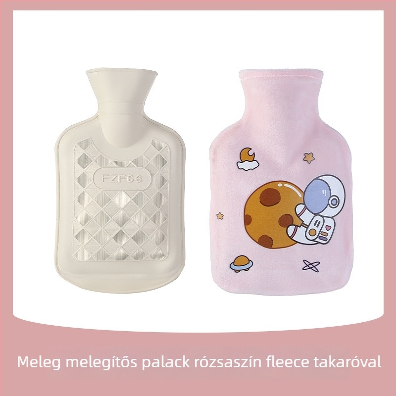 Vízinjekciós forró víz táska – Rajzolt űrhajós, gumi, kézben tartható, 270 g, meleg és hideg kettős használat