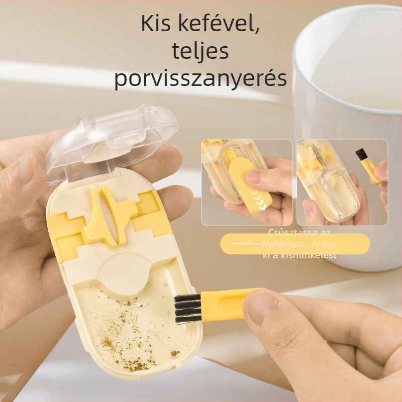 Mágneses tablettavágóval és 1-2 megosztóval ellátott gyógyszeres doboz; PP műanyagból; fedéllel; hordozható kialakítás; modell 227-S-4968