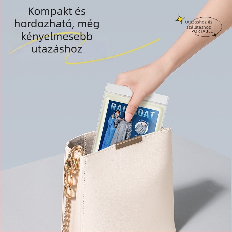 Egy személyes kapucnis esőponcsó, vastag PVC anyagból, túrázáshoz