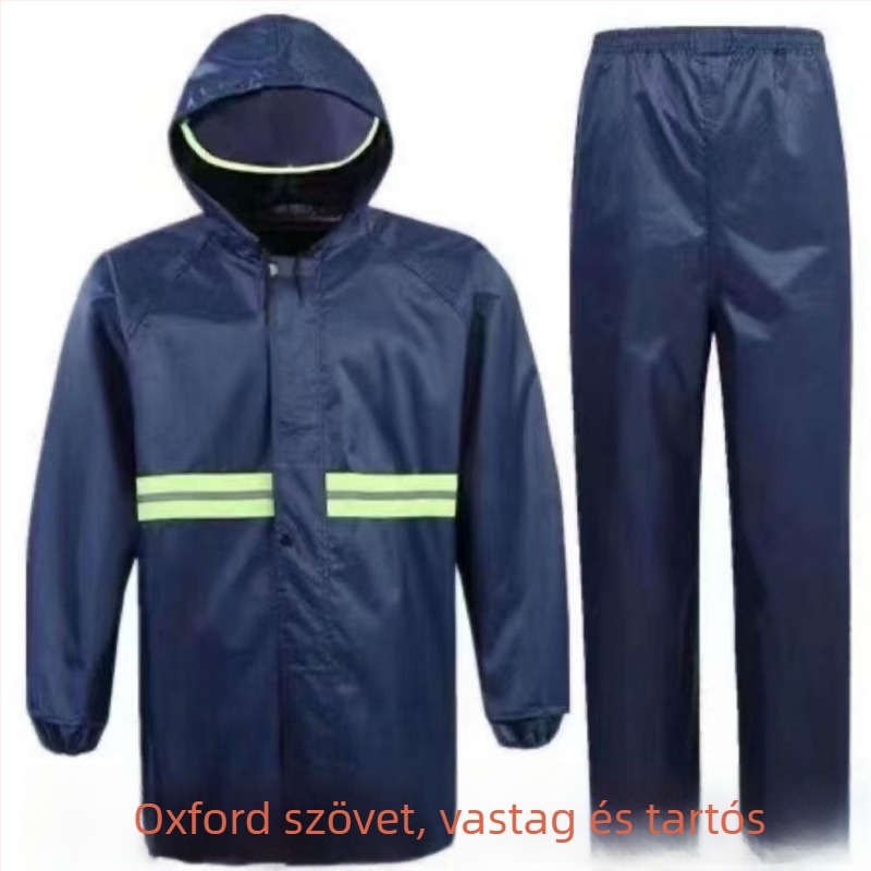 Két részes esőkabát felnőtteknek, Oxford anyag, PVC vízálló réteg, anyagvastagság 23, alkalmas kerékpározáshoz és elektromos járművekhez