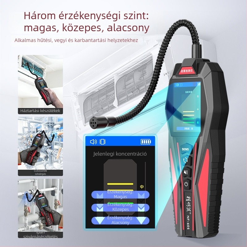 NF-605 gázdetektor hűtőközegek szivárgásának észlelésére klímaberendezésekben, autókban és hűtőszekrényekben