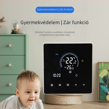 Aoyi Okos Wi‑Fi padlófűtés termosztát összekapcsolási funkcióval, 25A elektromos fűtőfilmhez, DC 5V, falra szerelve