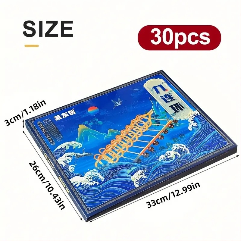 Fémes oldó puzzle - 50 darabos készlet, Luban Lock, kilenc gyűrűs puzzle, szellemi játék 14 éveseknek