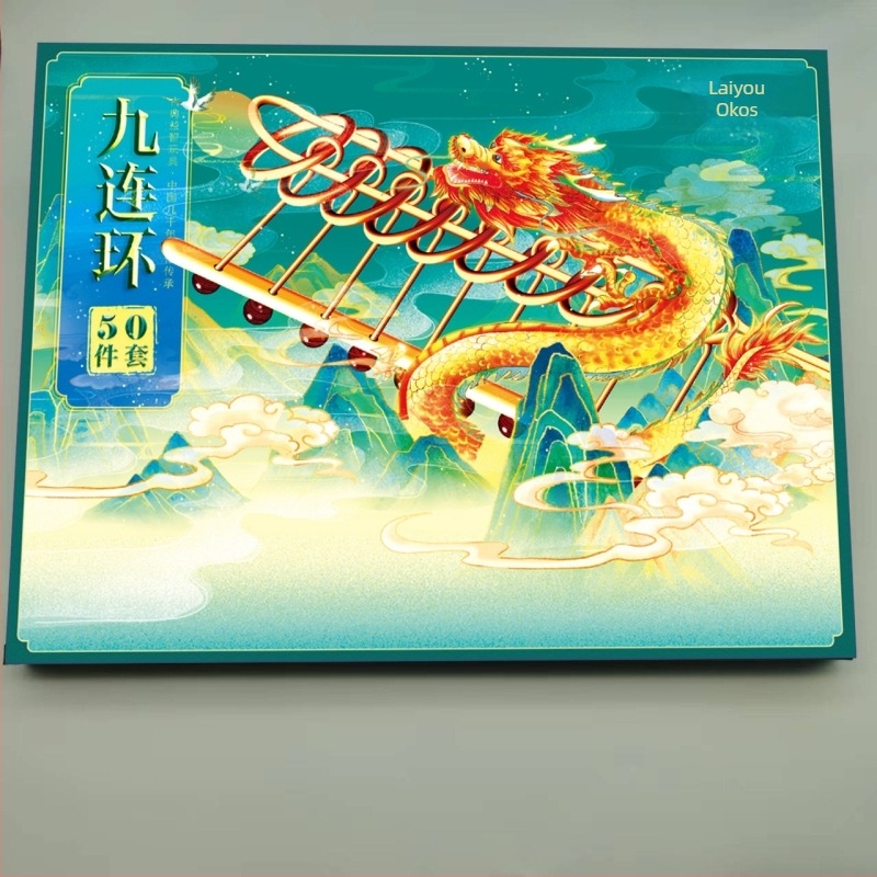 Fémes oldó puzzle - 50 darabos készlet, Luban Lock, kilenc gyűrűs puzzle, szellemi játék 14 éveseknek