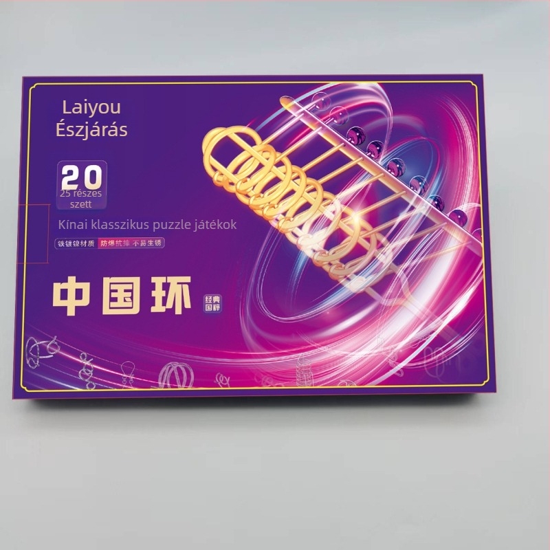 Fémes oldó puzzle - 50 darabos készlet, Luban Lock, kilenc gyűrűs puzzle, szellemi játék 14 éveseknek