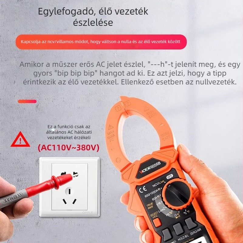 Victor VC6056D digitális csipeszmérő AC/DC, 600 A, 500 V, 400 Ω