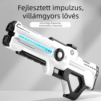 Elektromos vízipisztoly gyerekeknek automatikus vízfelvétellel, töltéssel és kilövésével, műanyag kivitel, 4-6 éveseknek