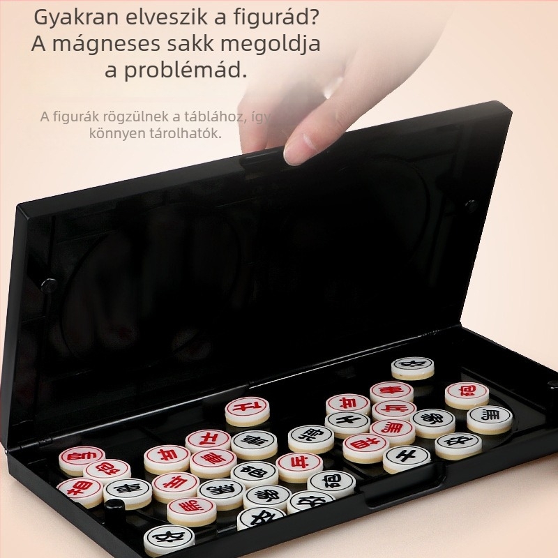Gyermekeknek szánt mágneses összecsukható sakkjáték — hordozható oktató játék az agyfejlődéshez, kéz-szem koordináció, interaktív tanulás