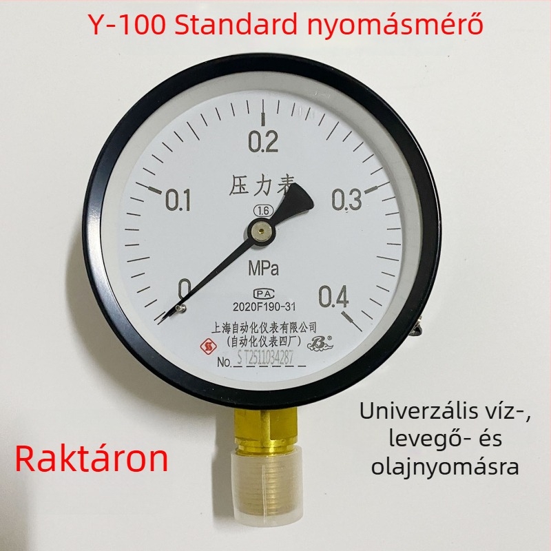 Y-100 általános nyomásmérő, 1,6 MPa, kazáncsőhálózathoz, testreszabható