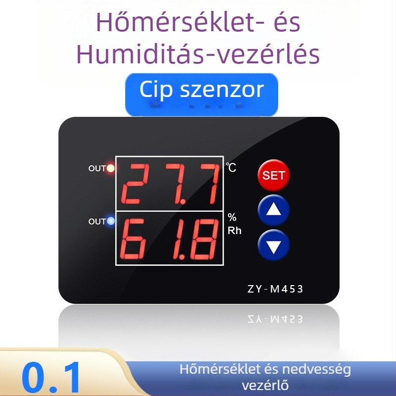 ZY-M453 intelligens digitális hőmérséklet- és páratartalom-szabályozó kettős kimenettel, beépített telepítés, univerzális 12/24/110-220V tápegység, Zhan Yi