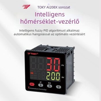 Intelligens hőmérséklet-szabályozó AI208X-4/6/7/9-MB10, tartomány -199–999, pontosság 0,5% F.S. ±3 számjegy, működő feszültség 100–240 V, nyitott telepítés