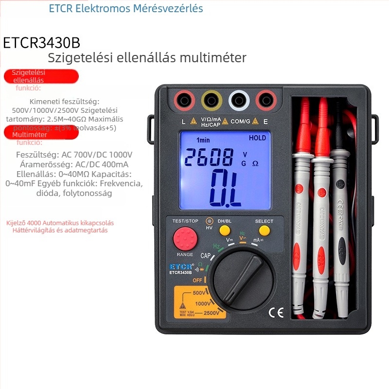 ETCR3430A/B megohm-mérő és szigetelési ellenállás mérő
