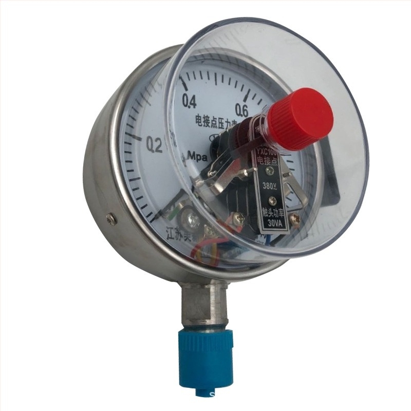Elektromos érintkezős nyomásmérő YXC-100B/150B, mágneses támogatással, ütésálló, Mérési tartomány 10, pontosság 1,6%, menetes csatlakozás