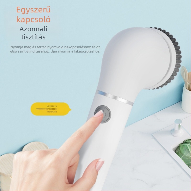 Többfunkciós elektromos tisztító kefe háztartási használatra – műanyag burkolat, Aurechon márka; Kraft karton dobozban; 36 darab a csomagban.