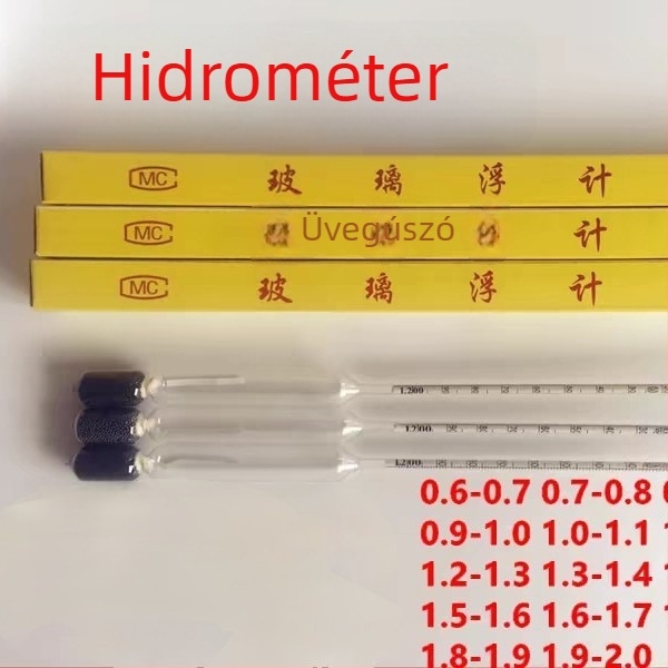 Baume üvegű úszóhidrométer a sűrűség mérésére, tartomány 0.9–1.4, pontosság 0.001, modell 0-70 csoport