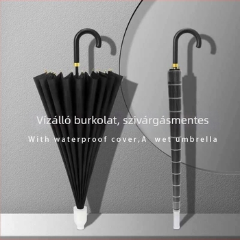 Férfi esernyő 24 bordával, automata nyitás, hosszú nyél golf stílus, 190t vízálló anyag, logó nyomtatás