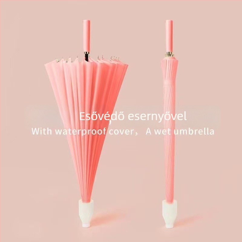 Férfi esernyő 24 bordával, automata nyitás, hosszú nyél golf stílus, 190t vízálló anyag, logó nyomtatás