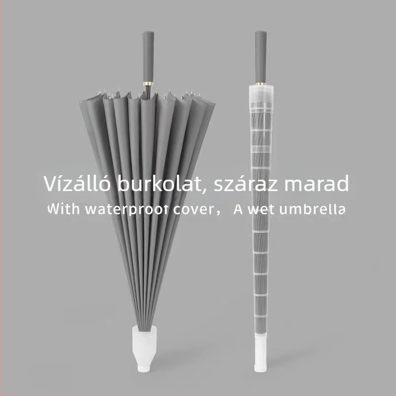 Férfi esernyő 24 bordával, automata nyitás, hosszú nyél golf stílus, 190t vízálló anyag, logó nyomtatás