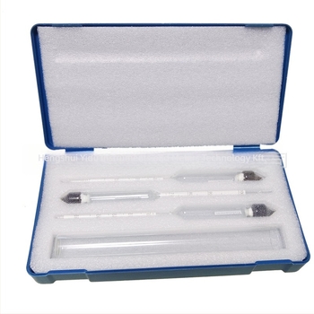 Alkohol-tartalom mérő – hidrométer, három darabos készlet fa dobozzal és műanyag tokkal, tartomány 0-100, modellek 0-40/40-70/70-100