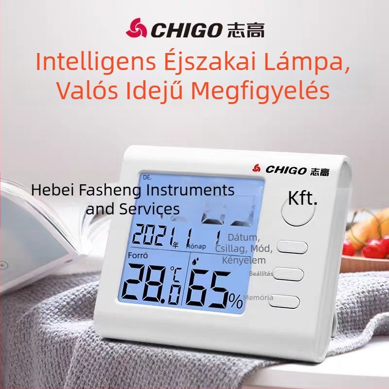 Digitális hőmérséklet- és páratartalommérő, modell ZG--8068, márka Chigo, DC5-24V, digitális kijelző, pontosság: 1