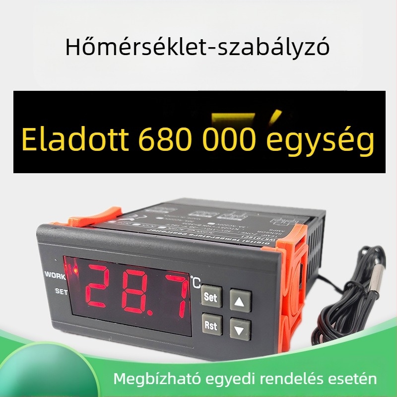 Intelligens elektronikus termosztát hűtők és hidegtárolók számára, beépített kivitel, 110–220 V, mikroprocesszoros digitális hőmérséklet-vezérlés