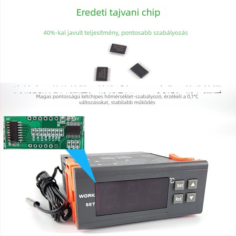 Intelligens elektronikus termosztát hűtők és hidegtárolók számára, beépített kivitel, 110–220 V, mikroprocesszoros digitális hőmérséklet-vezérlés