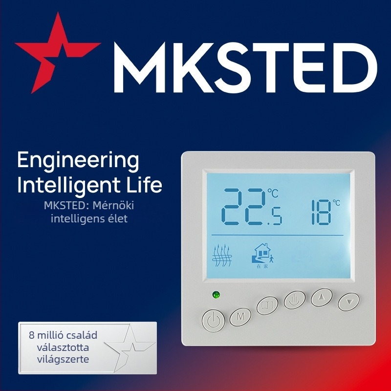 Intelligens termosztát LED LCD kijelzővel elektromos padlófűtéshez, hőmérséklet-szabályozó panel és kapcsoló