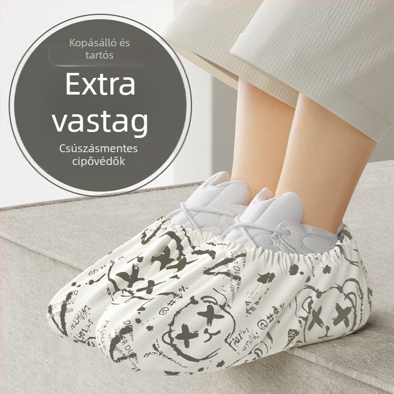 Cipővédő, vastagított, kopásálló nemszőtt anyaggal, beltéri tiszta helyiségekhez, többször használható