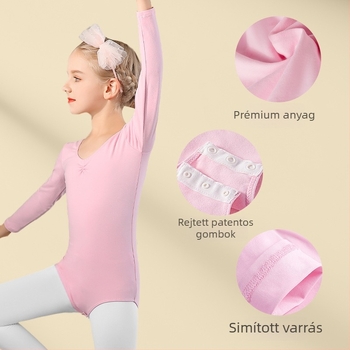 Gyerekeknek szóló táncruha, egyrészes rövid ujjú body balettre és modern táncra, Lycra-pamut anyag és pamuttal bélelt