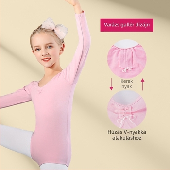 Gyerekeknek szóló táncruha, egyrészes rövid ujjú body balettre és modern táncra, Lycra-pamut anyag és pamuttal bélelt