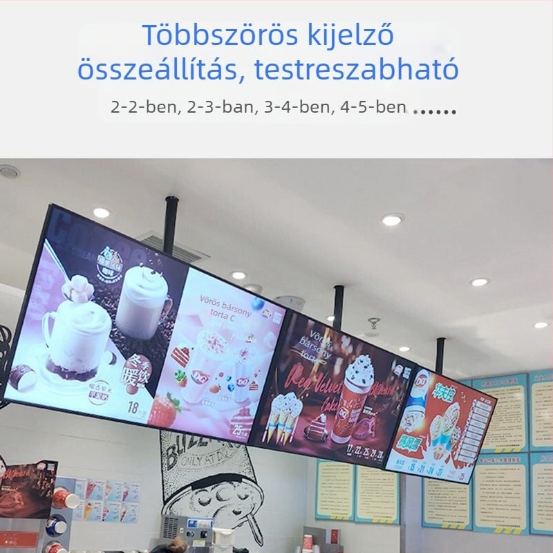 Mennyezeti TV-tartó többképernyős kijelzőkhöz, vas keret, falra szerelhető, 15 kg-ig terhelhető, univerzális mindent-in-egyben kiegészítő