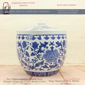 Porcelán kerek tárolóedény fedővel; 5 L vagy nagyobb kapacitás; mikrohullámú sütőben használható; testreszabás elérhető