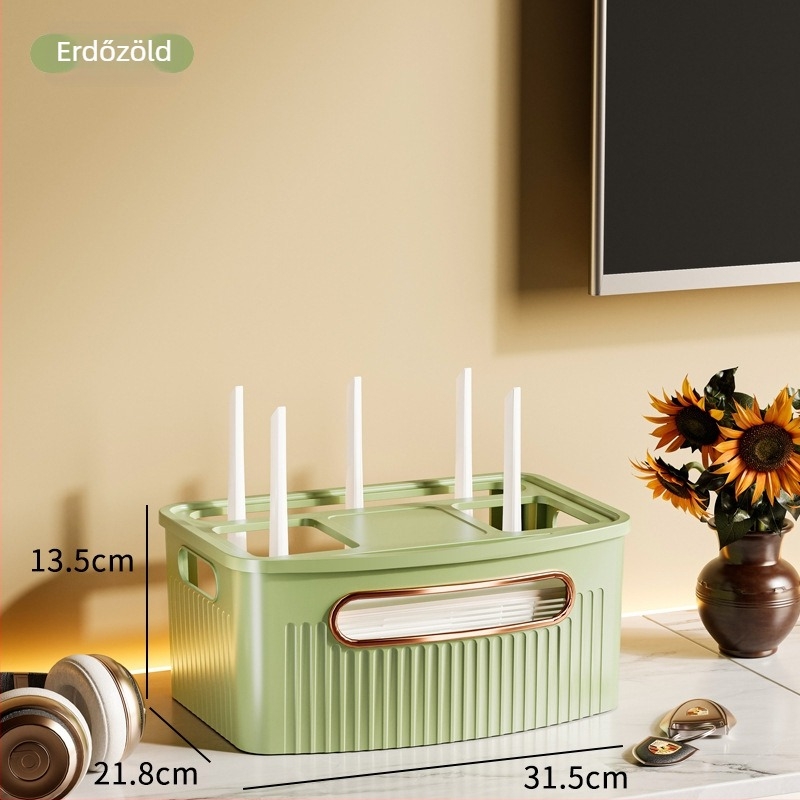 Router tároló doboz, 4 rétegű, asztali kivitel, műanyagból, iroda, hálószoba és nappali számára
