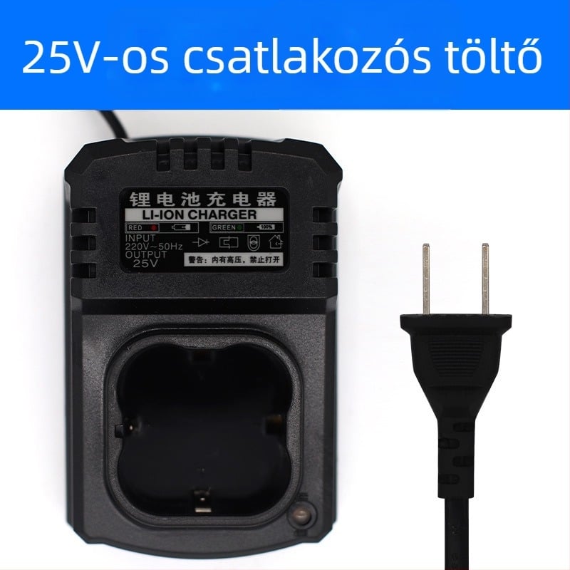 Di Drill lítium akkumulátor töltő kézi fúróhoz — kompatibilis 12V, 16,8V, 21V és 25V